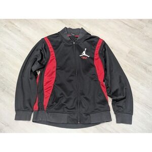 Jordan Track Jacket Mens XL Black Red Flight Full Zip Basketball Jumpman Logo